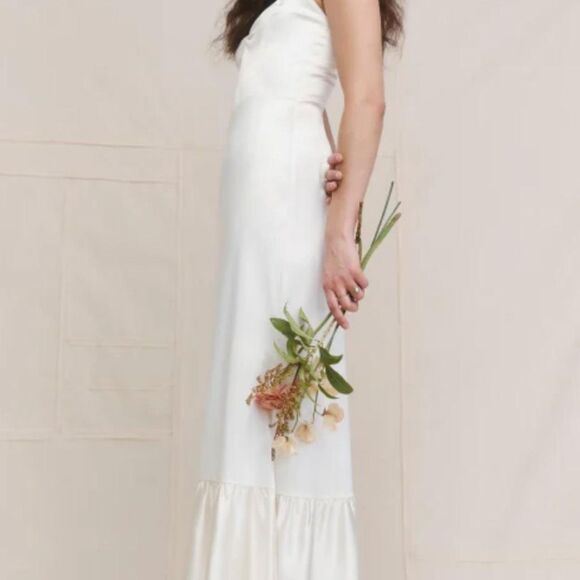 Reformation Venetia Silk Wedding Dress in Ivory Size 12 NEW - Picture 1 of 11